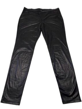 HUE Black Faux Leather Snake Skin Textured Leggings - Size Large